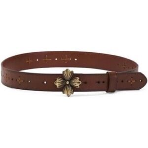 Patricia Nash Astrid Floret Brown Leather Belt Gold Buckle Romance A1